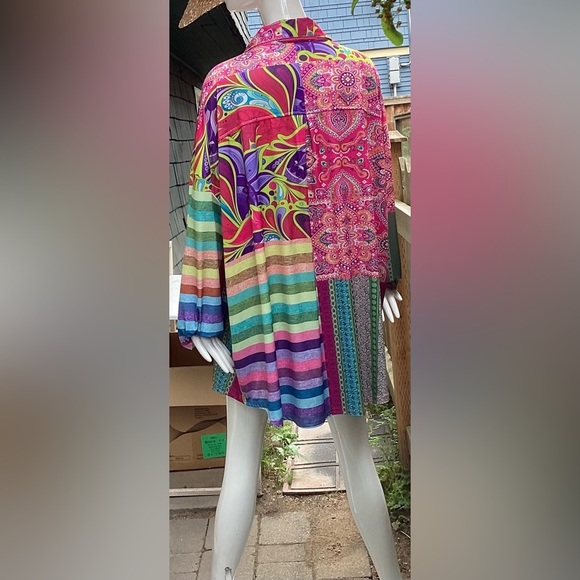 Lily by firmiano Colourful Patchwork, long sleeve shirt 3 x XL - Picture 4 of 14